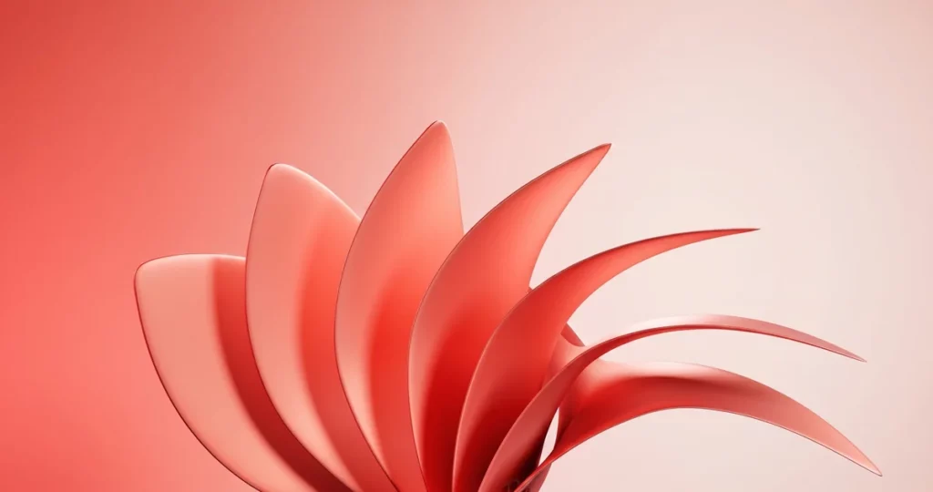 Petali astratti color corallo che si aprono a ventaglio, immagine dei tre valori con cui lavora Gosnail