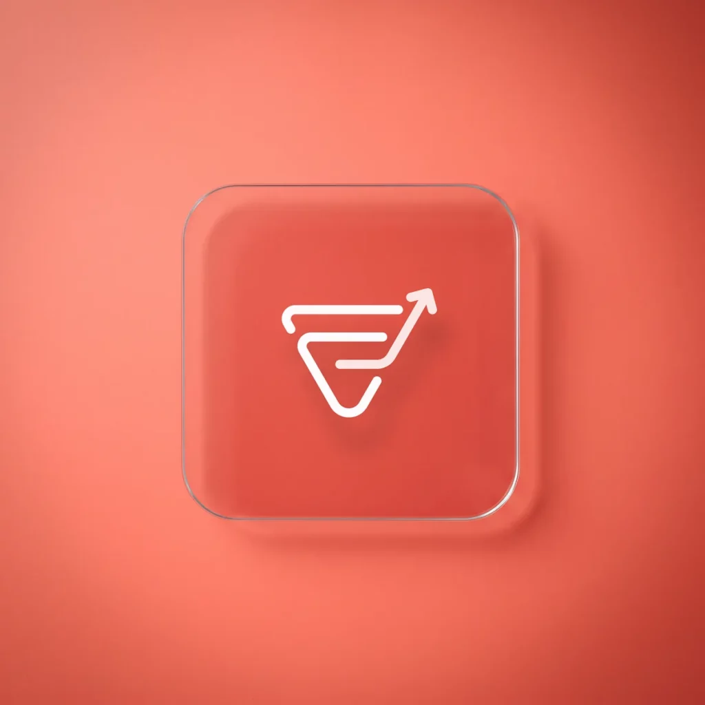 Logo di Zoho Marketing Automation inciso su una tessera di vetro appoggiata su fondo corallo