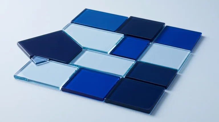 Piastrelle di vetro blu accostate a mosaico con una fuori posto, immagine astratta delle applicazioni cloud che non combaciano