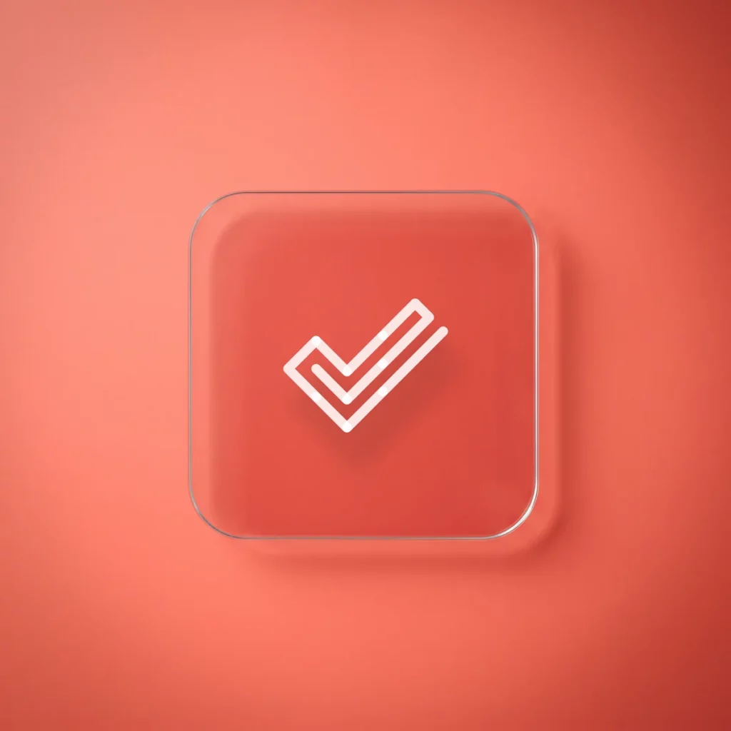 Logo di Zoho Projects inciso su una tessera di vetro appoggiata su fondo corallo